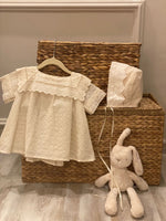 Beige Toddler and baby girls dress with hat