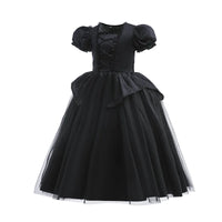 Costume For Kids Black Witch Dress Luxury Lace Sequin Evil Role Playing Costume Maleficent Dress Up Outfit Ghost Bride